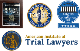 American Institute of Trial Lawyers, National Trial Lawyers Top 100, Lawyers of Distinction 2019, and 10 Best Attorneys honors